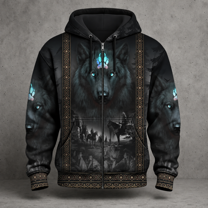 3D Hoodie Native American Faux Leather Vest Hoodie, Southwestern Tribal Eagle Feather Graphic