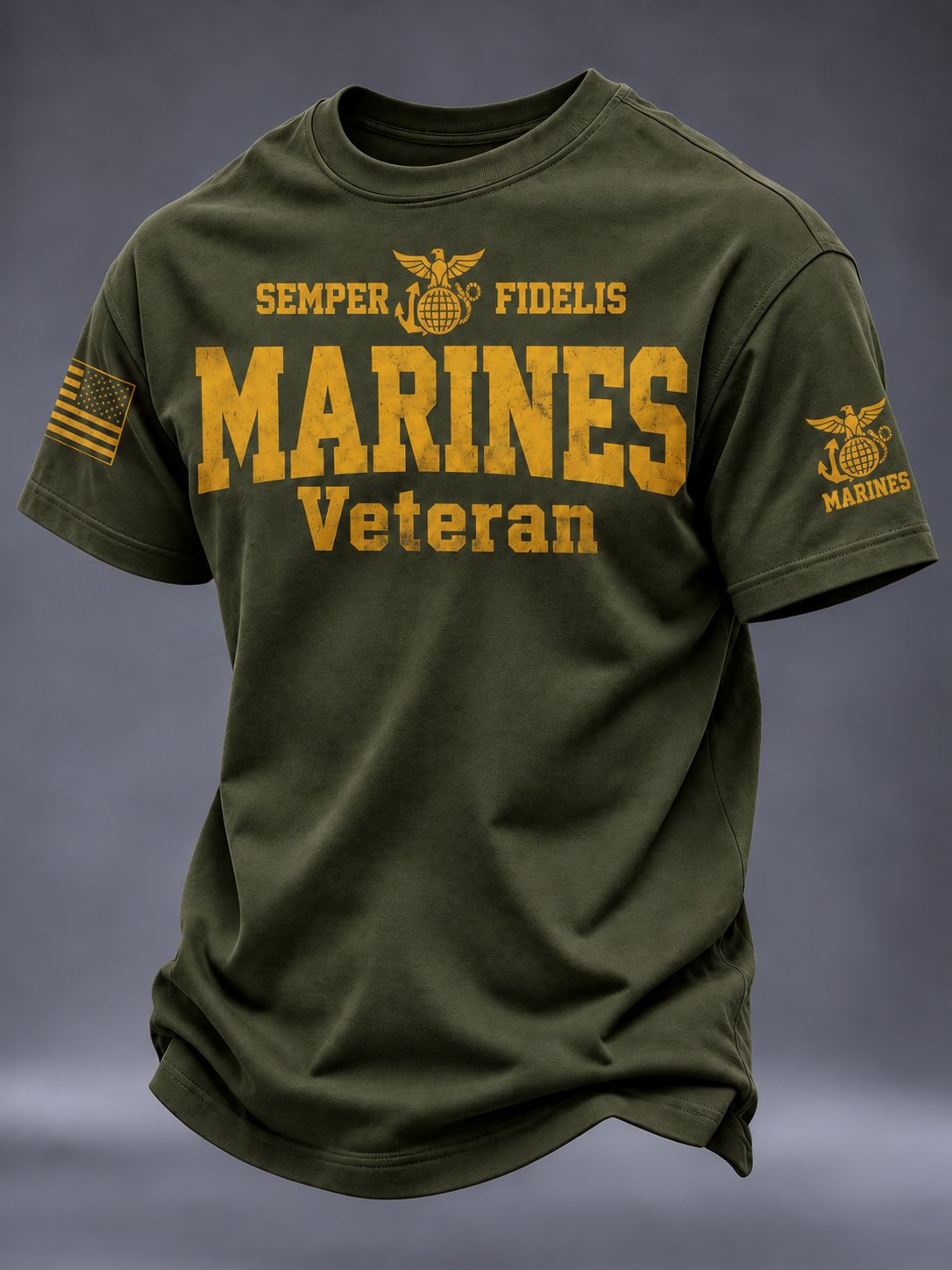 Men's Marines Veteran Art Printed T-Shirt