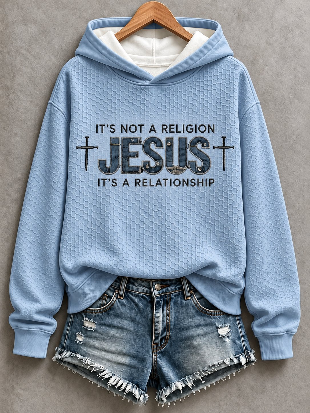 Women's Casual "Faith" Cross-Print Sweatshirt