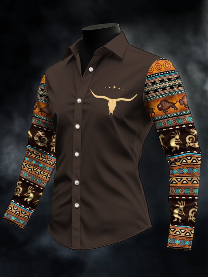 Men's Casual Western Style Contrast Color Shirt