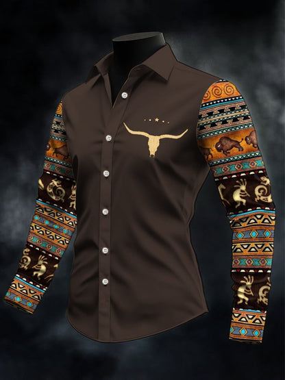 Men's Casual Western Style Contrast Color Shirt
