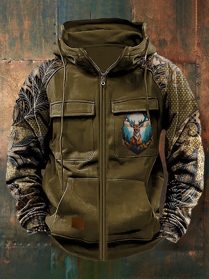 Men'S Vintage Western Multi-Pocket Jacket