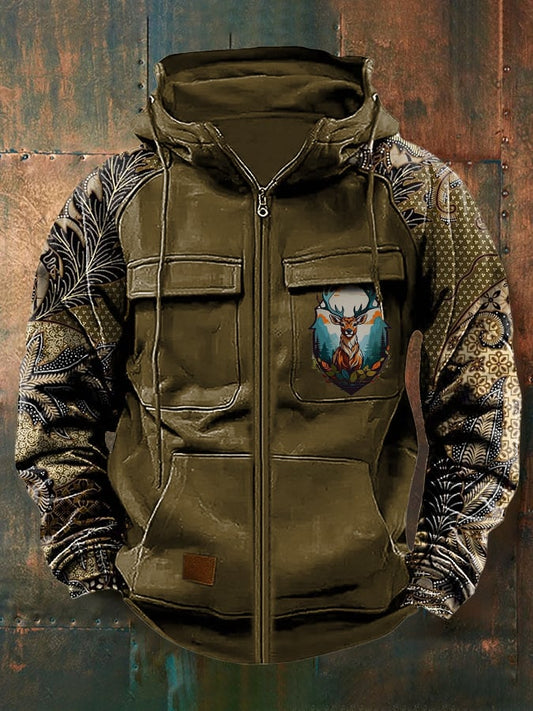 Men'S Vintage Western Multi-Pocket Jacket