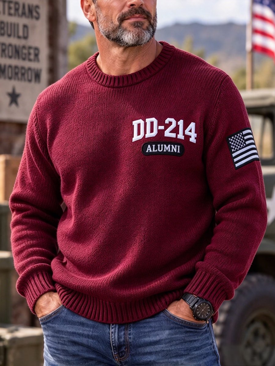 Men's Veteran DD-214 Print Casual Sweater