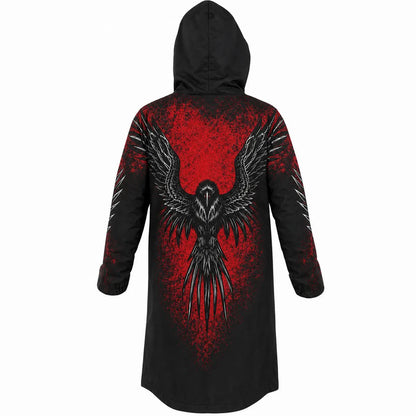 Viking Raven And Vegvisir Graphic Hooded Coat
