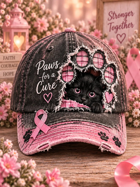 Breast Cancer Awareness Animal Graphic Print Hat 