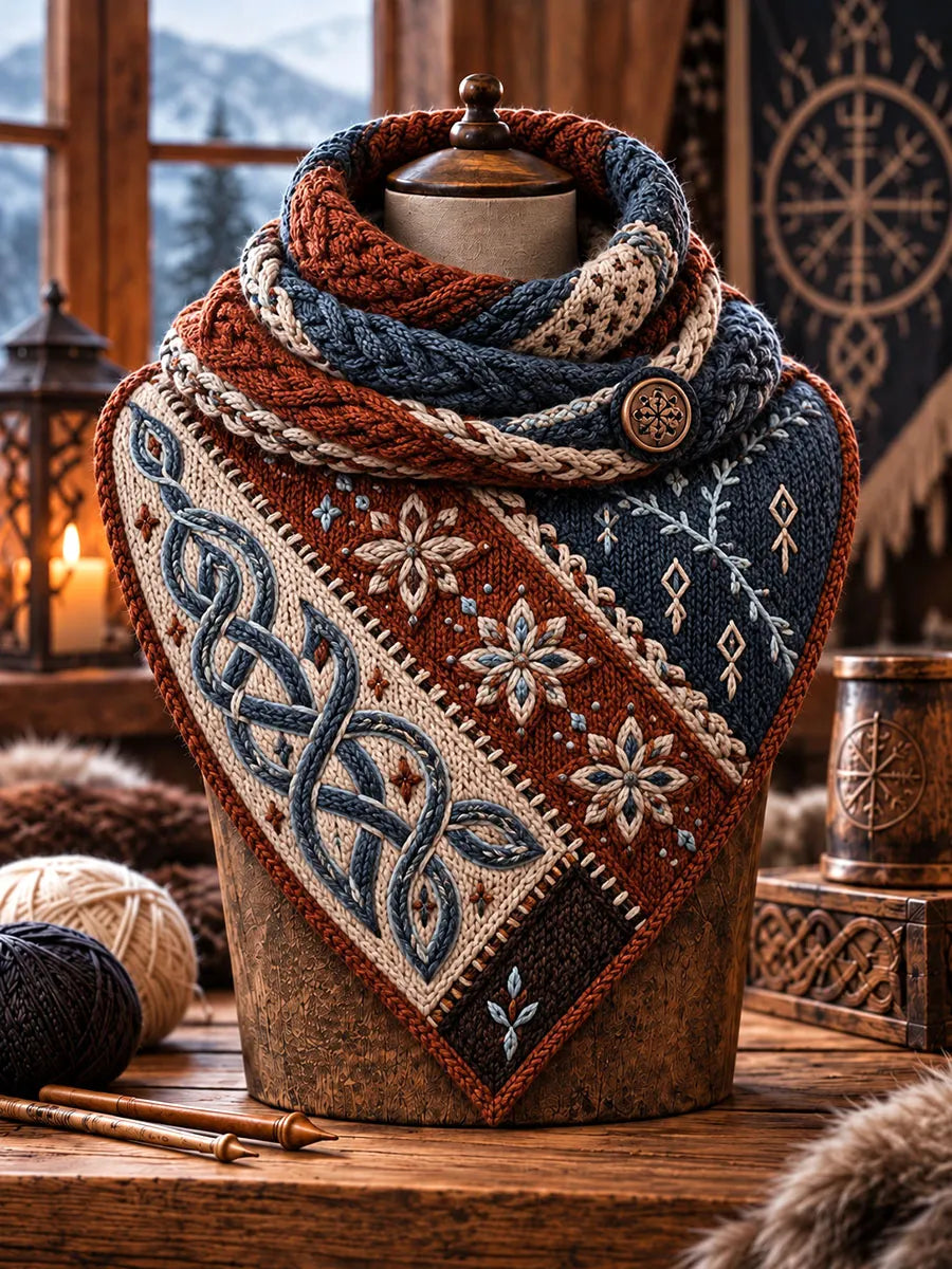 Nordic Floral & Knotwork Triangle Scarf