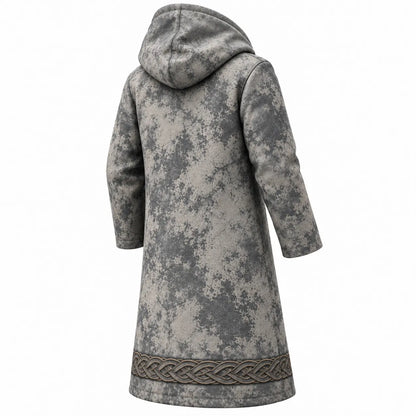 Viking Retro Printed Fleece-Lined Hooded Jacket
