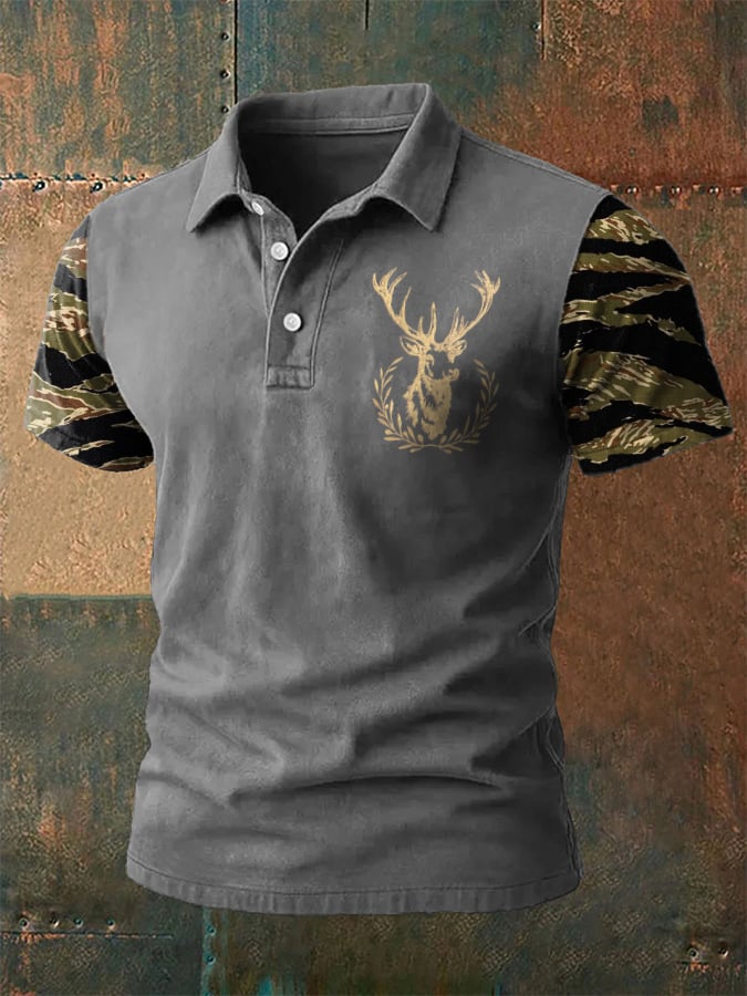 Men's Western-Style Printed Casual Polo Shirt