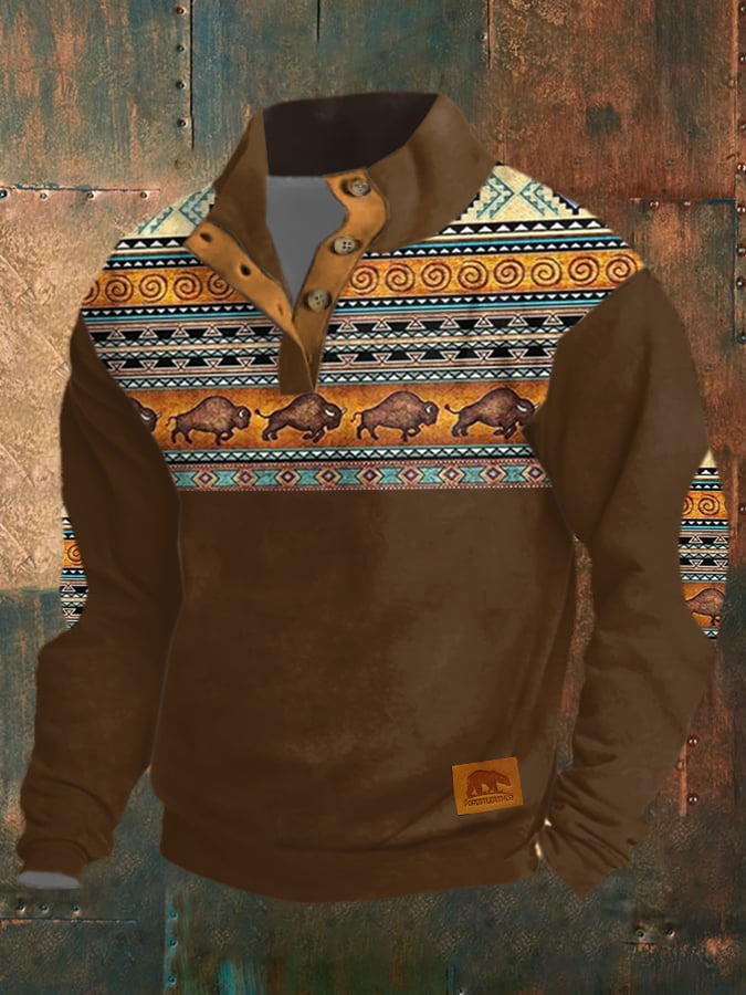 Men's Western-style printed sweatshirt