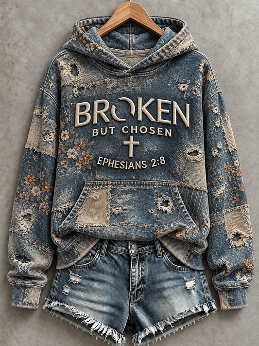 Women's Casual "Faith" Cross-Print Sweatshirt
