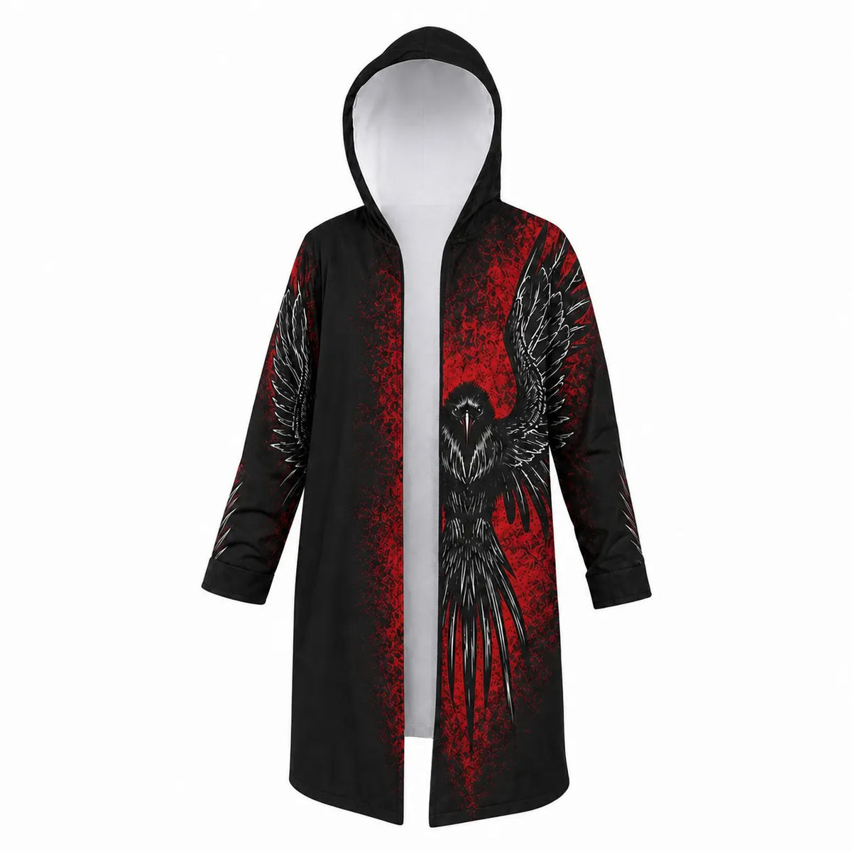 Viking Raven And Vegvisir Graphic Hooded Coat