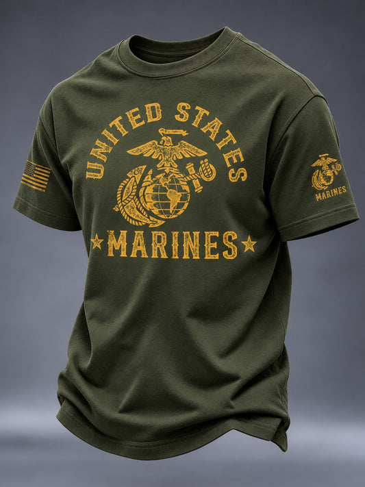 Men's Marines Veteran Art Printed T-Shirt