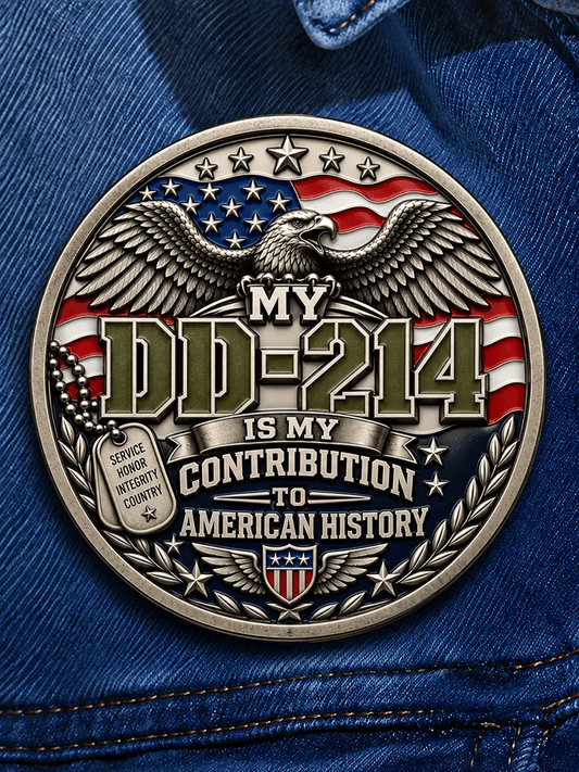 Unisex Veteran Pride DD-214 Print Brooch