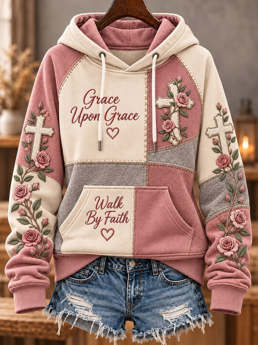 Women's Casual Hoodie with Cross Print