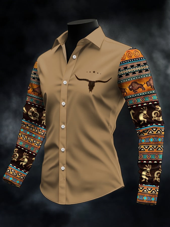 Men's Casual Western Style Contrast Color Shirt