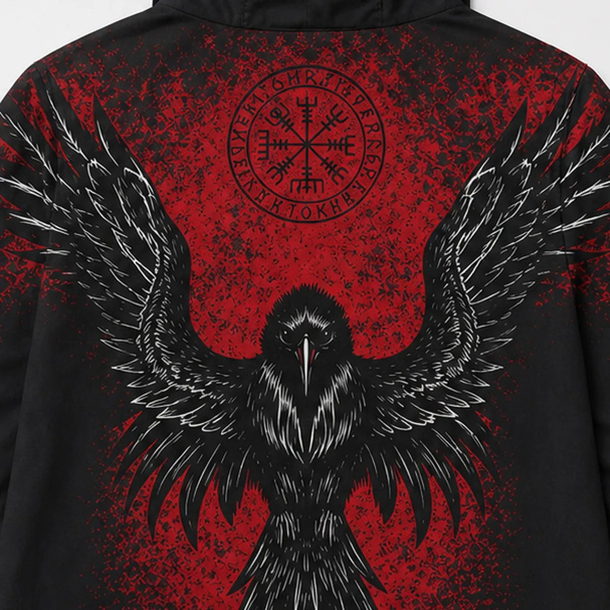 Viking Raven And Vegvisir Graphic Hooded Coat