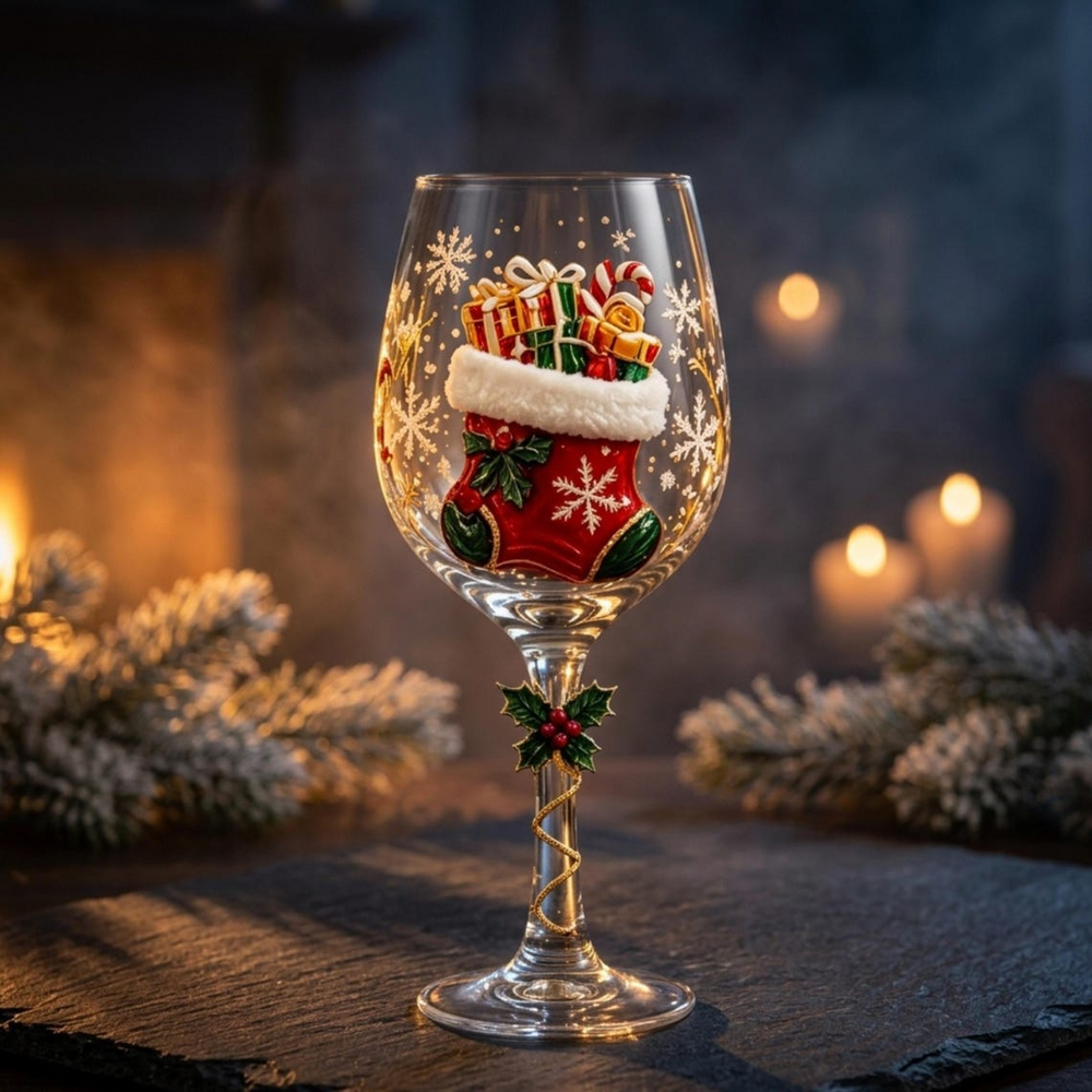 Christmas wine glasses - stocking