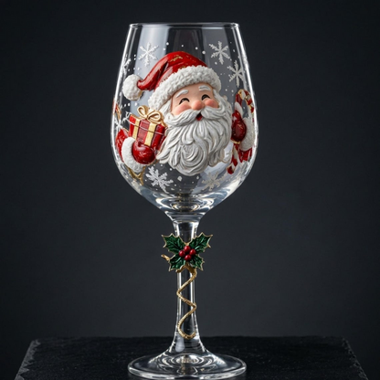 Christmas wine glasses - santa