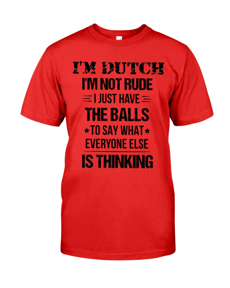 I'M NOT RUDE I'M DUTCH - Premium Fit Mens Tee - Red - Front