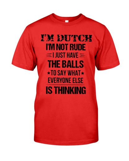 I'M NOT RUDE I'M DUTCH - Premium Fit Mens Tee - Red - Front