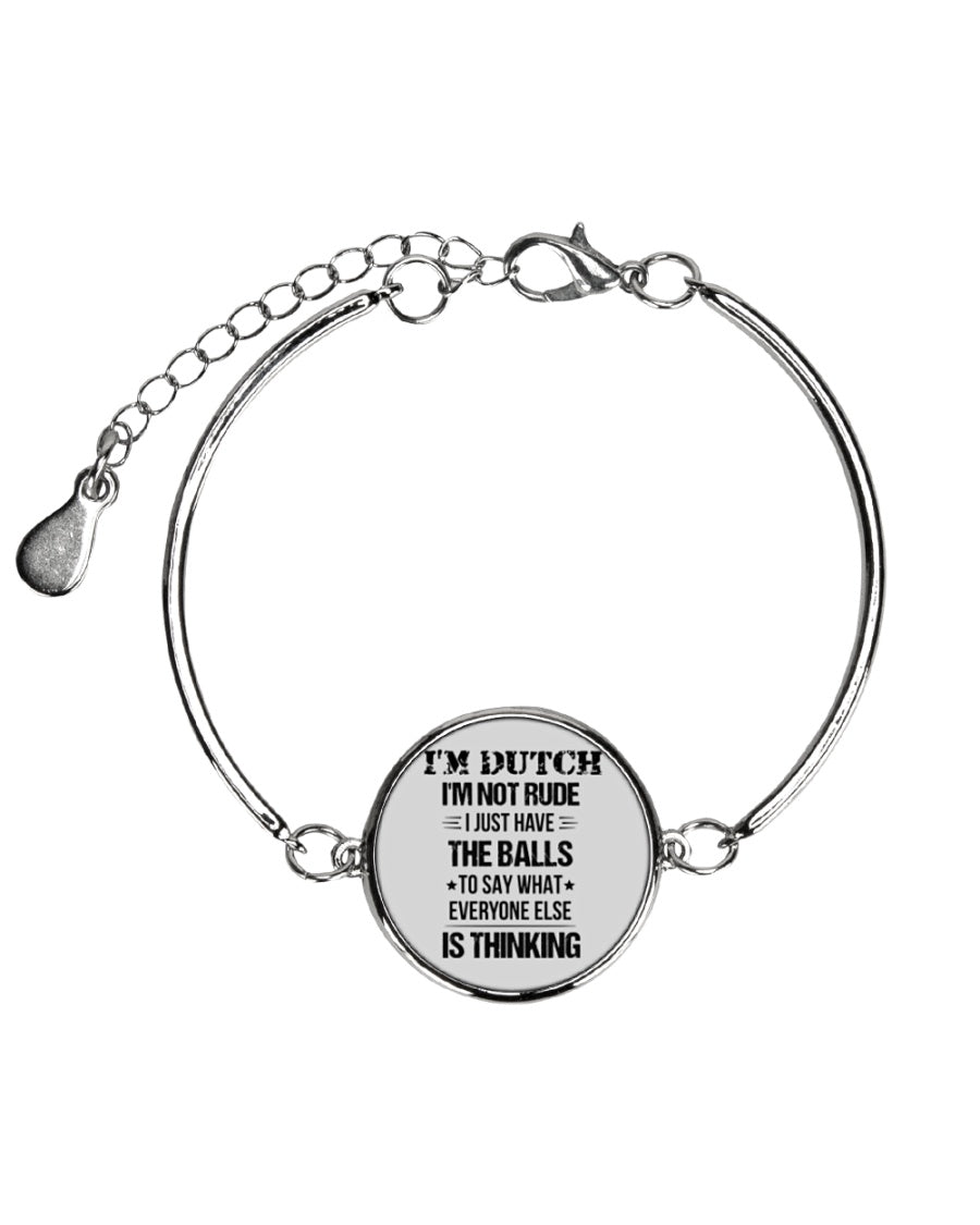 I'M NOT RUDE I'M DUTCH - Metallic Circle Bracelet - Ash - Front