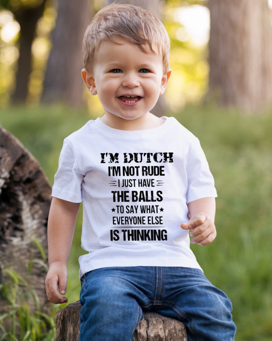 I'M NOT RUDE I'M DUTCH - Youth T-Shirt - White - lifestyle-youth-tshirt-front-4