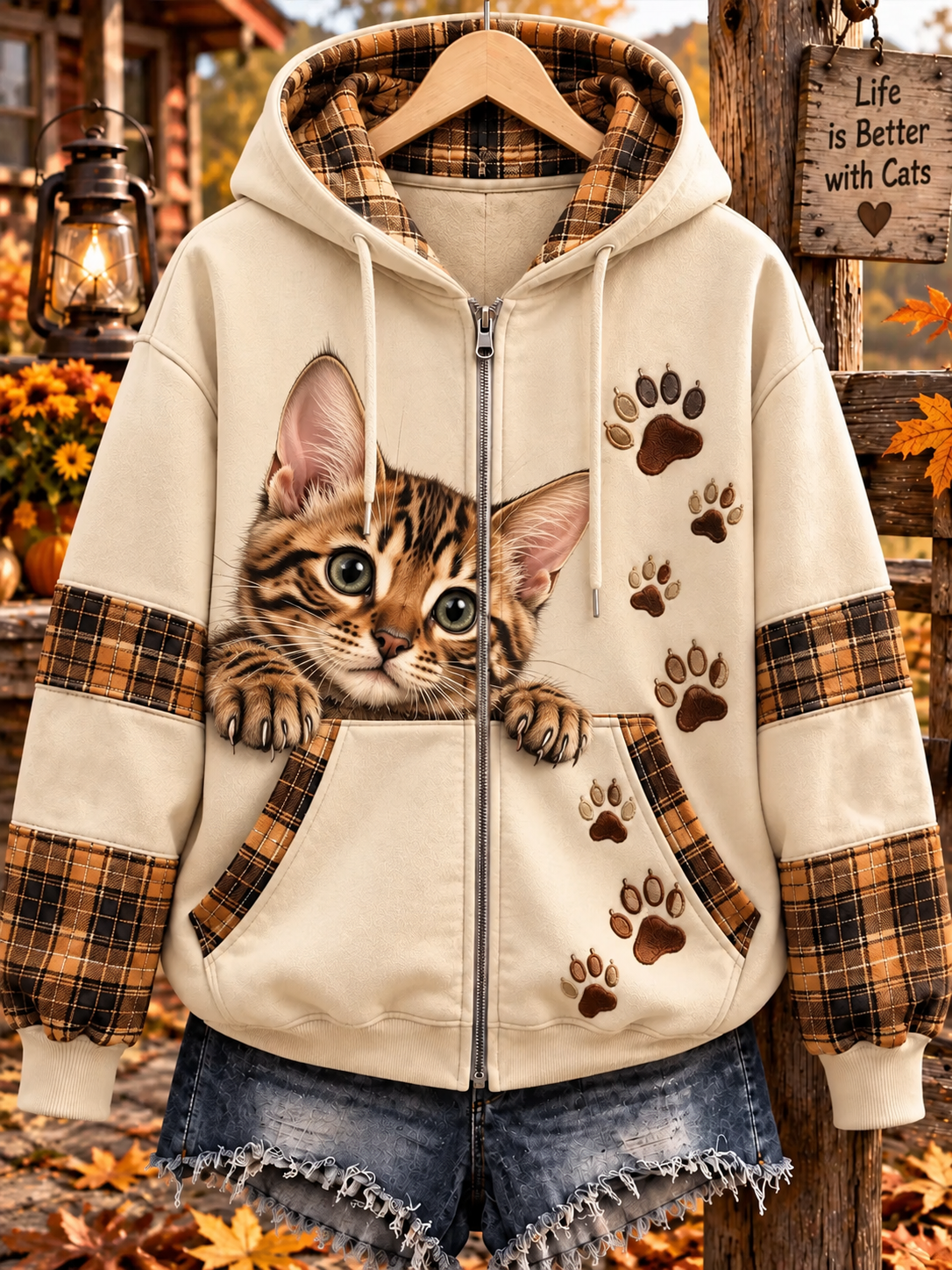 Women's Life Is Better With Cats Zip-Up Hoodie