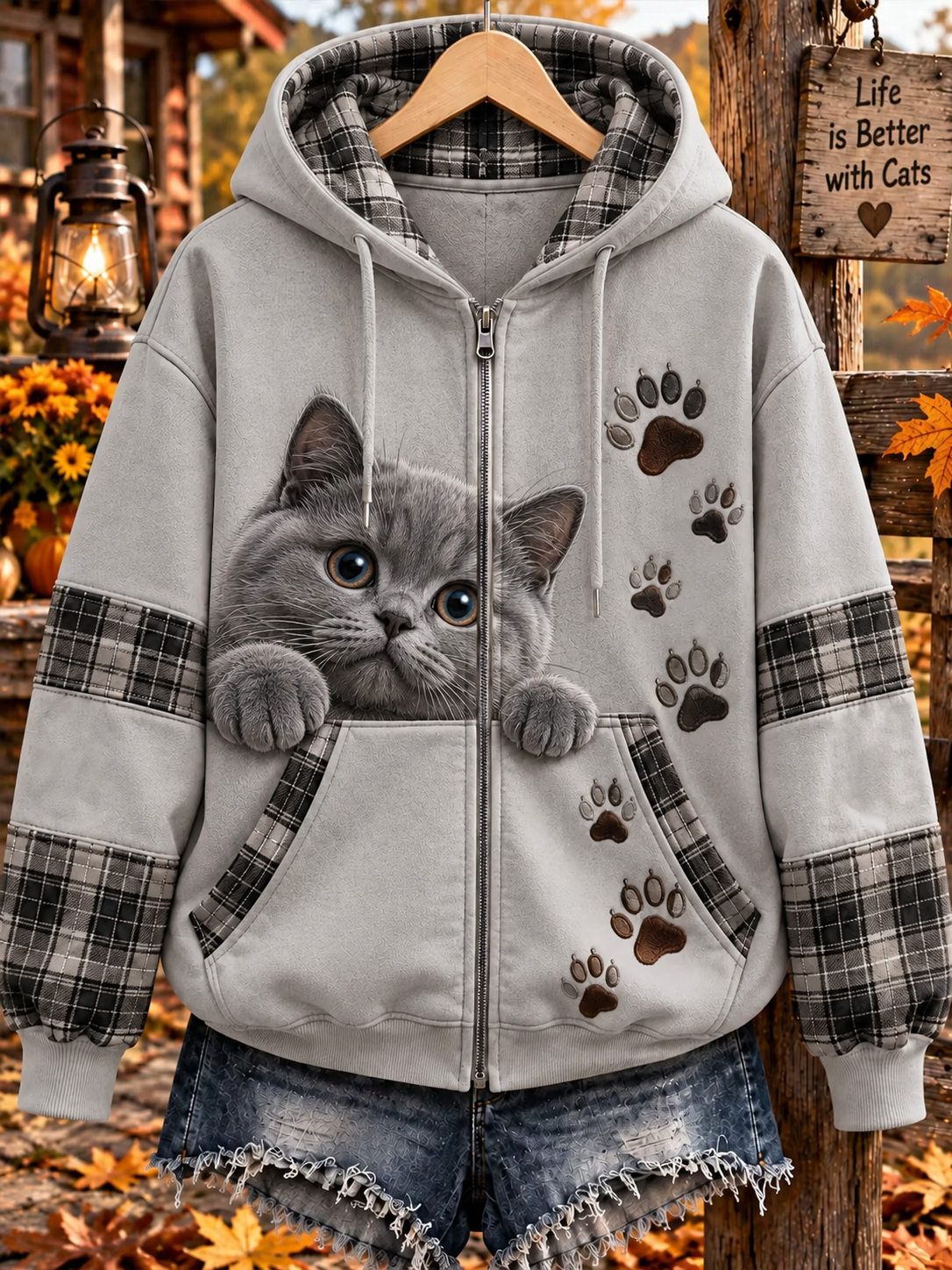 Women's Life Is Better With Cats Zip-Up Hoodie