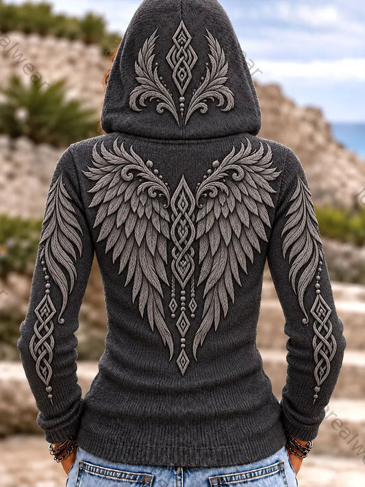 Women's Viking Valkyrie Wing-Print Hoodies